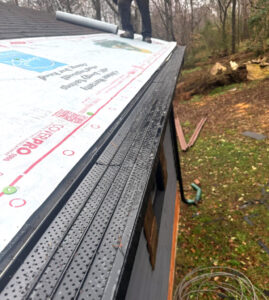 Moisture barrier prior to metal roofing installation in North Carolina's sweepstakes winner.