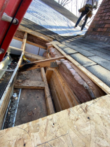 A metal roof’s foundation work under construction