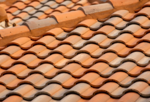 Roofing shingles in orange color