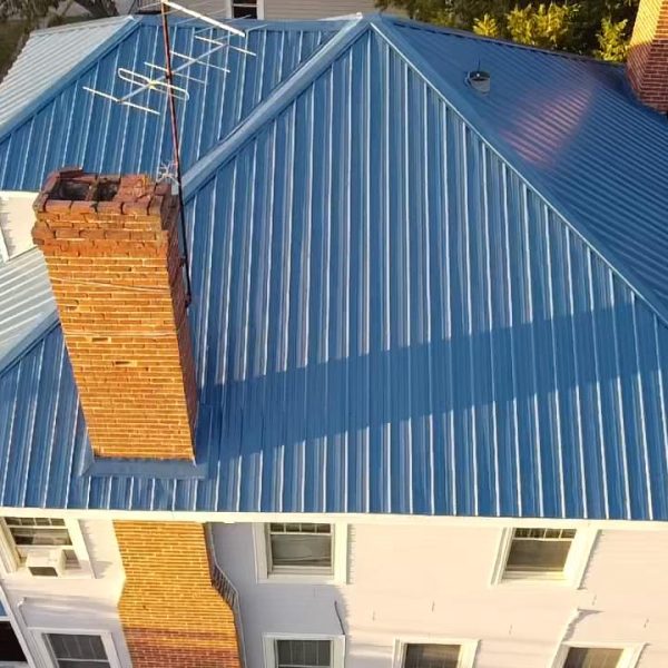 Blue Metal Roof Installation in