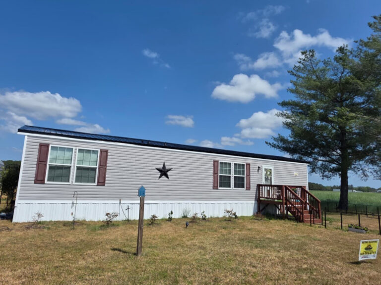 Black metal roofing on a mobile home in North Carolina.