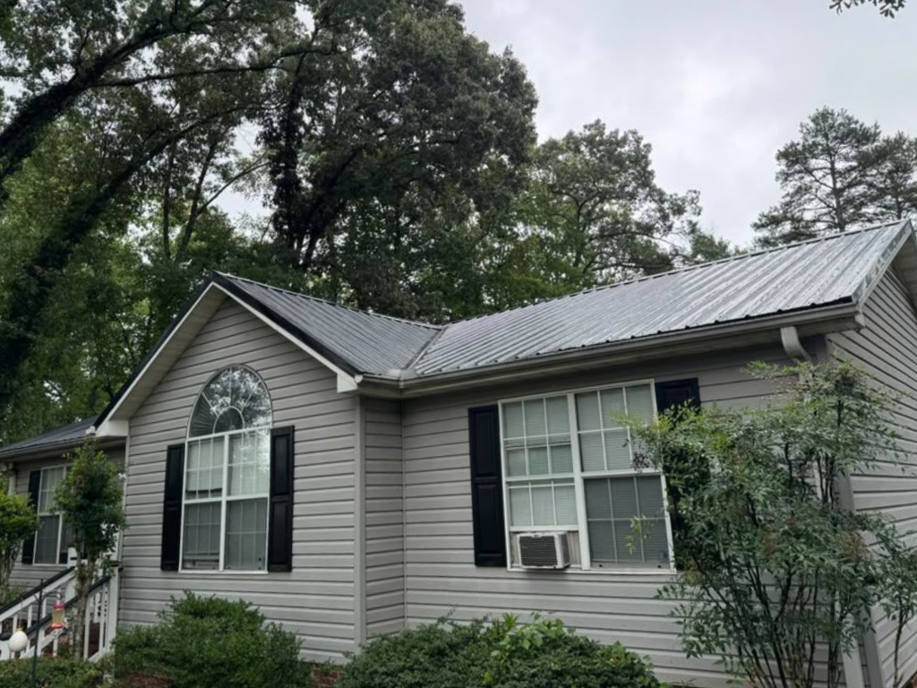 Completed installation of energy efficient galvalume metal roofing in Greer, SC.