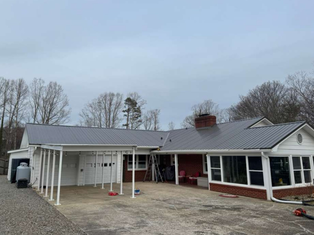 Completed metal roof installation in Asheville, NC.