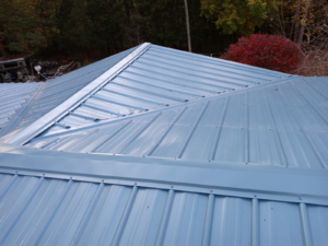 Blue metal roof