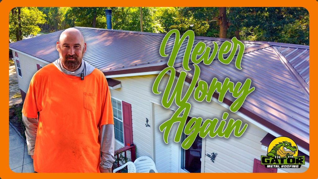 Homeowner reviews his new roof installation with Gator Metal Roofing.
